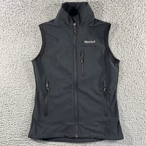 MARMOT TEMP VEST WOMENS XS BLACK GRAY FULL ZIP MOCK NECK HIKING OUTDOORS CAMPING